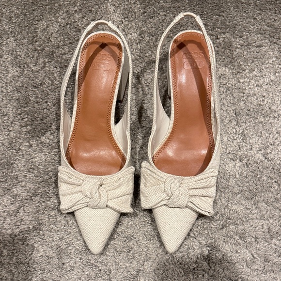 ASOS Cream Slingback Heels with Bow - Picture 1 of 3